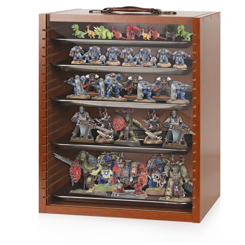 Miniature Display Case Display Cases for Collectibles Miniatures Storage Case Display Shelves Shelf for Collectibles for Mini Action Figures Valuable Collectibles or Crystal Stone (Brown) - color: Brown