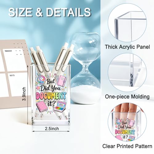 But Did You Document It Acrylic Cosmetic Pencil Holder Cup, Pen Holder for Home Office Desk Accessories for Women Coworker Nurse HR, Funny Office Desk Pen Organizer, Marker Holder, Work Gifts - color: rainbow & pink