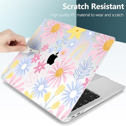 DONGKE Compatible with MacBook Air 13 inch Case 2021 2020 2019 2018 Release A2337 M1 A2179 A1932 with Retina Display Touch ID, Plastic Hard Shell & Keyboard Cover - Florals - color: Florals D010