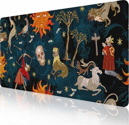 Mouse Pad Gaming, Large Mouse Pads for Desk, Keyboard Mouse Mat Desk Pad, Non-Slip Rubber Base with Stitched Edges Mousepad, 35.4x15.7in Medieval Astrology - color: Medieval Astrology, size: 35.4L x 15.7W inches