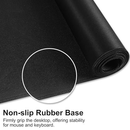HGWALP Large Gaming Mouse Pad Extended XXL Mouse Mat Long Desk Pad with Stitched Edges for Keyboard Home Office Gaming Work Big Desk Pad (35.4x15.7IN,90x40) (Black) - color: Black