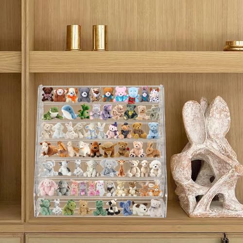 2 Pack Clear Acrylic Mini Brand Display Shelf, 7 Tiers Miniature Toys Organizer Holder Storage Rack for Mini Collectible Toys (Mini Brand Not Included)