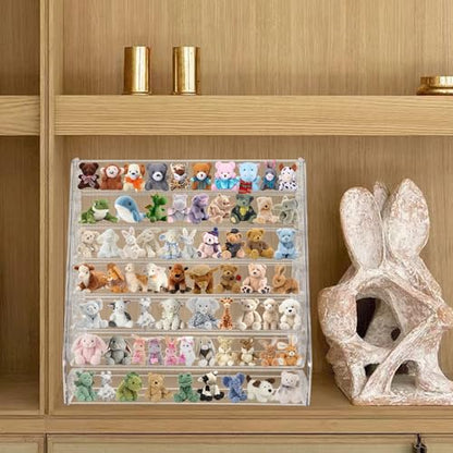 2 Pack Clear Acrylic Mini Brand Display Shelf, 7 Tiers Miniature Toys Organizer Holder Storage Rack for Mini Collectible Toys (Mini Brand Not Included)