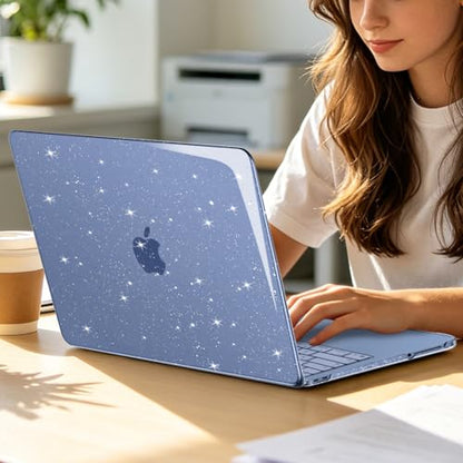 MOSISO Sparkly Glitter Case Compatible with MacBook Neo Case 13 inch 2026 Release Model A3404 with A18 Pro Chip, Crack-Resistant Protective Hard Shell Case&Keyboard Cover&ScreenFilm&Pouch, Indigo - color: Indigo