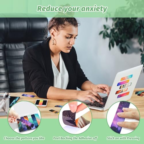72 Pieces Anxiety Sensory Stickers with Storage Box - Sensory Stickers for ADHD - 2 Textured Surface Adhesives - Sensory Strips for Office & Classroom Desk Relieve Adult & Teen Stress - style: A-Unique Style