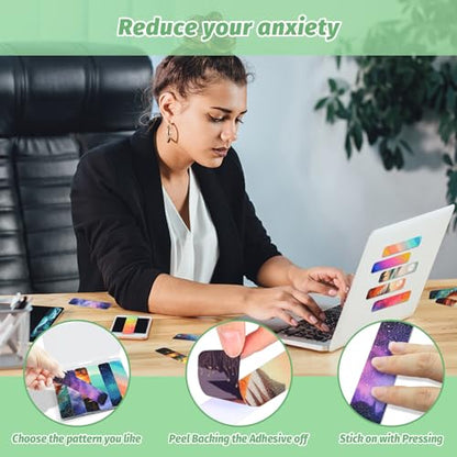 72 Pieces Anxiety Sensory Stickers with Storage Box - Sensory Stickers for ADHD - 2 Textured Surface Adhesives - Sensory Strips for Office & Classroom Desk Relieve Adult & Teen Stress - style: A-Unique Style