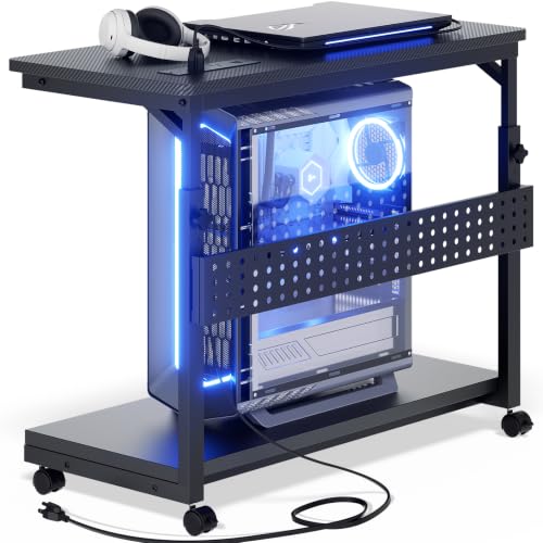 Besiost Computer Tower Stand with Outlets, PC Stand for Floor - size: 32"