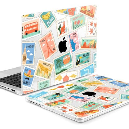 DONGKE Compatible with MacBook Pro 16 Inch Case (2026-2021 Release, M5 M4 M3 M2 M1 Pro/Max Chip), Plastic Hard Shell Cover with Keyboard Cover & Screen Protector for MacBook Pro 16", Post Stamps - color: Post Stamps
