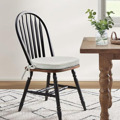 Shinnwa Kitchen Chair Cushions Set of 4, High-Resilience Foam Windsor Seat Pads, Dining Chair Cushions with Ties & Textured Cover, 4 Pack, 16.5 x 15.5 x 2, Off White - color: Off White, size: 4 Count (Pack of 1)