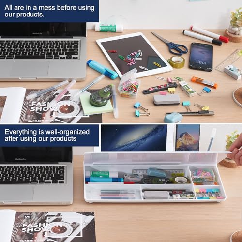 TSJ OFFICE Desktop Whiteboard Dry-Erase-Board - Computer Keyboard Stand White Board Surface Pad with Drawer, Desk Organizers with Accessories for Office, Home, School Supplies - color: White Base/Glass-weekly Calendar