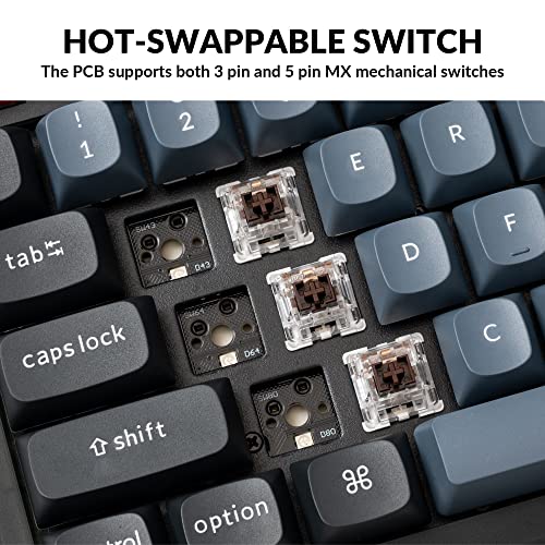 Keychron V6 Wired Custom Mechanical Keyboard, Full-Size QMK/VIA Programmable Macro with Hot-swappable Keychron K Pro Brown Switch Compatible with Mac Windows Linux (Frosted Black-Translucent) - color: Hot-swap Keychron K Pro Brown Switch