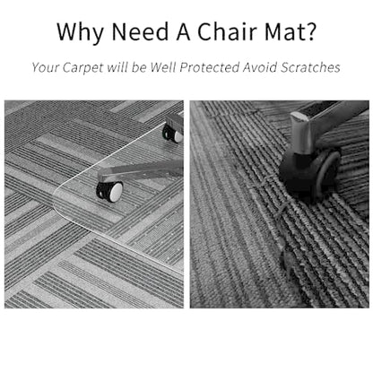WASJOYE Chair Mat for Carpet, 48" x 60" Office Chair Mat for Carpet, Heavy Duty Chair Mat with Non-Slip Studded for Home and Office Low Pile Carpet - size: 48" x 60" Rectangle for Carpet
