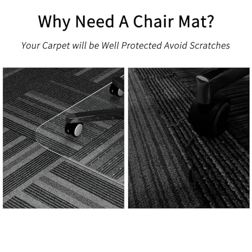 WASJOYE Chair Mat for Carpet, 48" x 60" Office Chair Mat for Carpet, Heavy Duty Chair Mat with Non-Slip Studded for Home and Office Low Pile Carpet - size: 48" x 60" Rectangle for Carpet