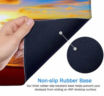 Large Extended Gaming Mouse Pad with Stitched Edges, Non-Slip Rubber Base Mouse Pad for Office, Computer, Keyboard, Laptop and Home Desk Pad 31.5X15.7 Inch Sunset Beach - color: Sunset Beach, size: 31.5L x 15.7W inches