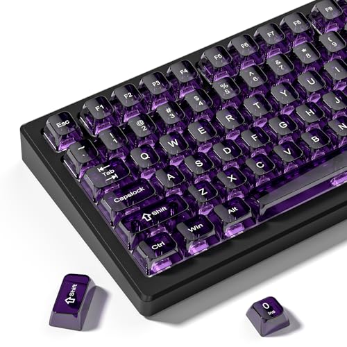 dagaladoo Dark Purple Clear Keycaps,Glossy Jelly Key caps tranlucent Set | Transparent keyboard keycaps ceramic style,MDA Profile,115 keys PC keycaps for Mechanical Keyboard with MX Switches - color: Dark Purple