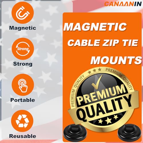 Magnet Zip Tie Mount Magnetic Zip Ties Mount Clips Base Holder Strong Multipurpose Wire Cable Holder Mount Wire Clips Management for Home Office Marine Electrical Wiring (Black, 12 Piece) - size: 12 Piece