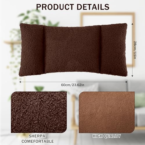 Queekay Fleece Lumbar Support Pillow 3 Section Back Pillow Office Chair for Back Support Comfortable Lumbar Cushion for Car Seat Pain Relief Sofa Rest(Coffee) - color: Coffee