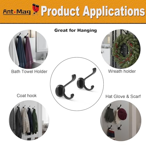 Ant Mag Magnetic Hooks Heavy Duty 140lbs Neodymium Magnet Wall Hooks for Hanging Coats Robes Backpacks Bags Hats Keys Mugs Cups Towels - size: D1.65in Style1 2 Pack