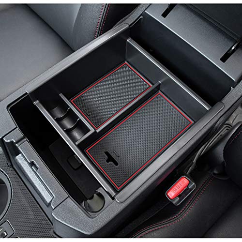 JDMCAR Center Console Organizer Compatible with Toyota 4Runner Accessories 2010-2024 and Kia Telluride (2020-2024), Insert ABS Black Materials 4 Runner Tray, Armrest Box Secondary Storage -Red Trim - color: RED