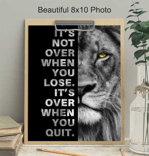 YELLOWBIRD ART & DESIGN Motivational Wall Art & Decor - Positive Quotes - Motivational poster - Office Wall Art - Lion Wall Decor Inspiration Motivation Man cave Gym Wall Decor for Men - size: 8"L x 10"W, style: Unframed