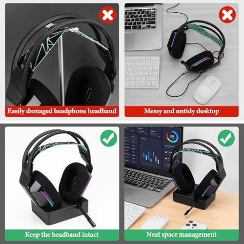 GEEKRIA Headphones Charging Stand for Logitech G733 Lightspeed Wireless Gaming Headset, 3D Printed Resin Magnetic Dock, Gaming Headset Base (Black)