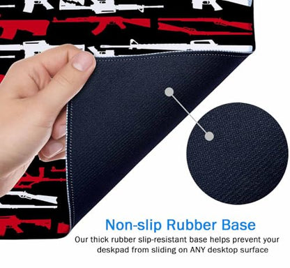 Gaming Mouse Pad, Large Mouse Pads for Desk, Non-Slip Rubber Base Mousepad, Keyboard Mouse Mat, Desk Pad with Stitched Edges, 35.4x15.7 inch Gun Shape of American Flag - color: Gun Shape of American Flag, size: 35.4" x 15.7"
