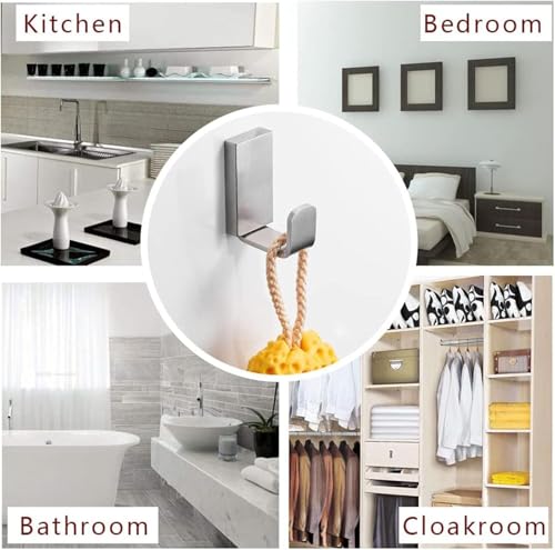 BESy Brass Clothes Hook Single Towel Hook for Bathroom Kitchen Garage Square Style Robe Hooks Coat Hooks Hat Hook, Wall Mounted with Screws, Four Packs, Brushed Nickel - color: Brushed Nickel, size: 4 Pack