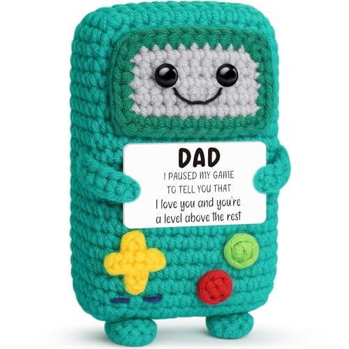 Busy Gaming Life Dad Birthday Gifts from Daughter Son, Funny Gift for Father Papa Bonus Step Father, I Love You Dad Gift for Fathers Day, for Daddy, Positive Handmade Crochet Present - style: Dad