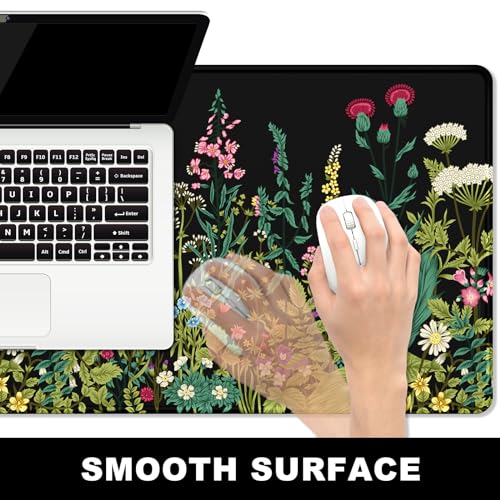 BOSOBO Large Mouse Pad, Desk Pad, XXL XL Extended Gaming Mouse Pad, Desk Mat for Office & Home, Long Keyboard Mat, Huge Mouse Pad, Desktop Full Cover 31.5 x 11.8 Inches, Silent Midnight Flowers Black - color: Silent Midnight Flowers, size: XL - 31.5 x 11.
