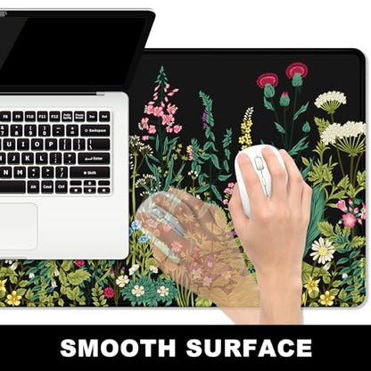 BOSOBO Large Mouse Pad, Desk Pad, XXL XL Extended Gaming Mouse Pad, Desk Mat for Office & Home, Long Keyboard Mat, Huge Mouse Pad, Desktop Full Cover 31.5 x 11.8 Inches, Silent Midnight Flowers Black - color: Silent Midnight Flowers, size: XL - 31.5 x 11.