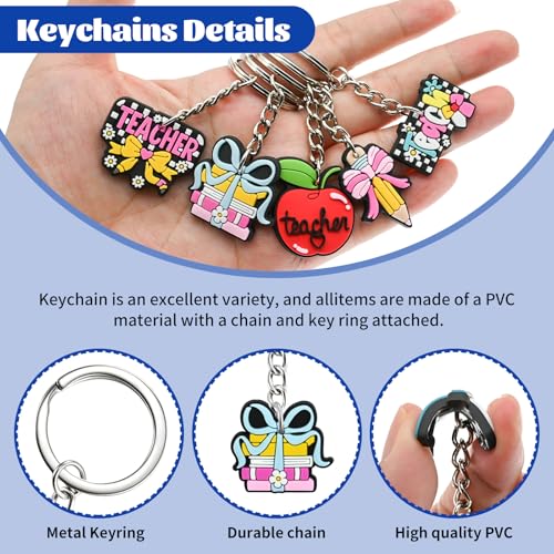 Keychains Bulk,Funny Key Chain for Prizes Incentives Holiday Gifts Birthday Party Favors - color: 30pcs Teacher Keychains