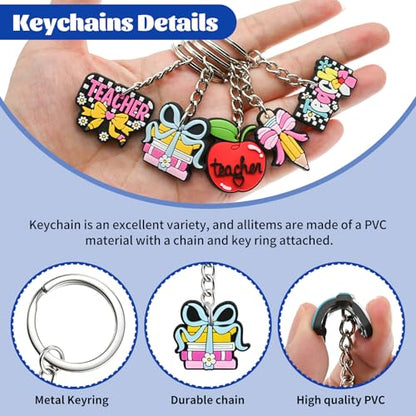 Keychains Bulk,Funny Key Chain for Prizes Incentives Holiday Gifts Birthday Party Favors - color: 30pcs Teacher Keychains