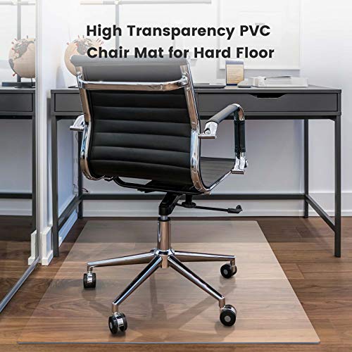Yecaye Office Chair Mat for Hardwood Floor, Clear Computer Desk Chair Mat, PVC Heavy Duty Floor Protector for Rolling Chairs, 1.7mm Thick Chair Mat (Transparent, 46" x 60" x0.07'') - size: 46" x 60" x 0.07''