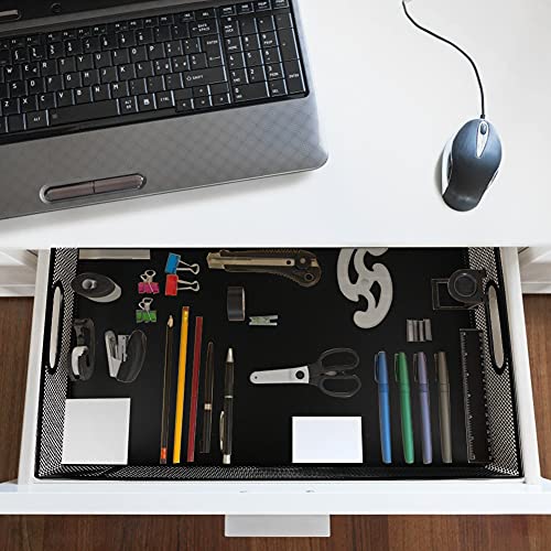 Desk Drawer Organizer, A4 Large Metal Mesh Desk Organizer Tray, Versatile Storage Box Set for Office Home Supplies,13 x 9 inches - color: Black A4 L-1Pc