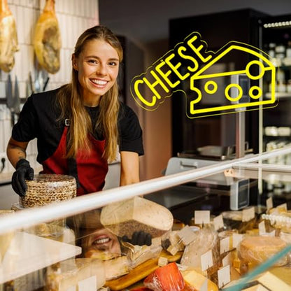 23.6"x13.6" Large Size Cheese Neon Signs for Business，Neon Lights for Cheese Shop Led Business Signs Suitable for Fast Food shops Christmas Birthday Party Gift - style: Cheese