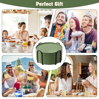 Coasters,Drink Coasters Set of 8 with Holder (Green, 12pcs) - color: Green, size: 12 pcs