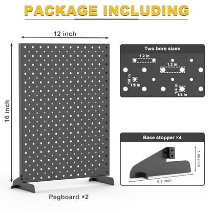 Ultrawall Pegboard Display Stand, Metal Tabletop Pegboard Display, Accessories Rack Organizer for Jewelry, Retail Stores, Craft Shows, 12"X16", 2pcs Black - size: 2Pack 12"X16"