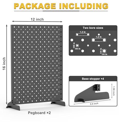 Ultrawall Pegboard Display Stand, Metal Tabletop Pegboard Display, Accessories Rack Organizer for Jewelry, Retail Stores, Craft Shows, 12"X16", 2pcs Black - size: 2Pack 12"X16"