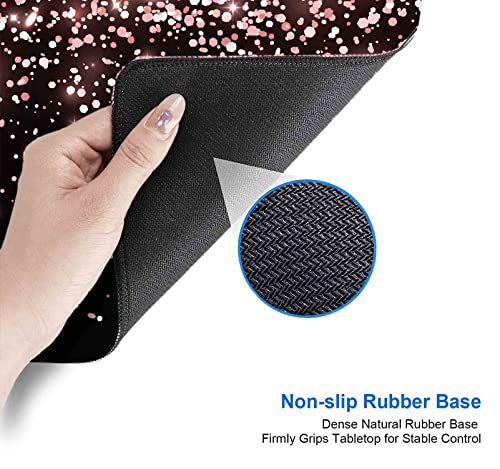 IMAYONDIA Gaming Mouse Pad, Large Non-Slip Rubber Base Mousepad with Stitched Edges, Keyboard Mouse Mat Desk Pad for Work, Game, Office, 31.5x11.8 Inch - Rose Gold Black Glitter Luxury - color: Rose Gold Glitter Black
