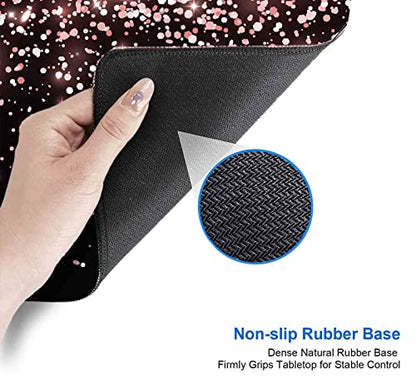 IMAYONDIA Gaming Mouse Pad, Large Non-Slip Rubber Base Mousepad with Stitched Edges, Keyboard Mouse Mat Desk Pad for Work, Game, Office, 31.5x11.8 Inch - Rose Gold Black Glitter Luxury - color: Rose Gold Glitter Black