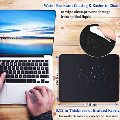Mouse Pad, Large Gaming Mouse Pad with Double Stitched Edges, 14.9 x 11.7 inches Premium-Textured & Waterproof Mousepad, Nonslip Natural Rubber Base Mouse pad for Laptop,Computer, Office, Black - color: Black, size: Large