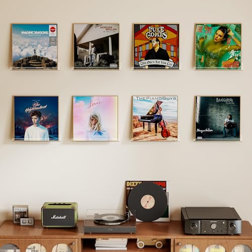Laurensory 8 Pack Vinyl Record Shelf Wall Mount Shelves, 12 inch Clear Acrylic Vinyl Record Holder Display, Floating Shelves for Wall Decor, Magazine Rack, Kids Bookshelf, for Bedroom, Living Room - color: Clear, size: 8 Pack
