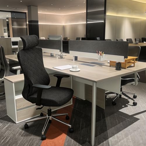 Ergonomic Office Chair Cover with Headrest Covers Black Jacquard Stretch Desk Chair and Headrest Slipcovers Washable - color: Jacqaurd L-black, size: Chair and Headrest Covers