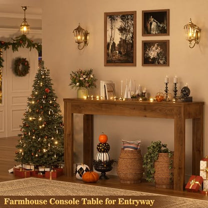 Armocity Console Table, 47" Farmhouse Wood Entryway Table, Sofa Tables Narrow Long Behind Couch, Entry Table for Entrance, Hallway, Living Room, Brown Oak - color: Brown Oak, size: 47"