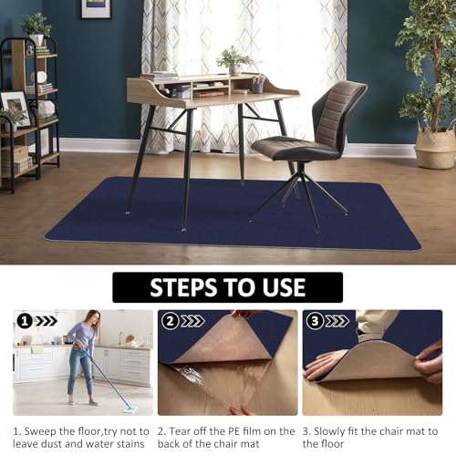 Office Chair Mat for Hardwood Floor & Tile Desk Mat for Rolling Chairs Protect Hardfloor Desk Area Rug for Workstations, Durable Chair Mat for Home and Office Use (Navy Blue, 36X55 in) - color: Navy Blue, size: 36X55 IN