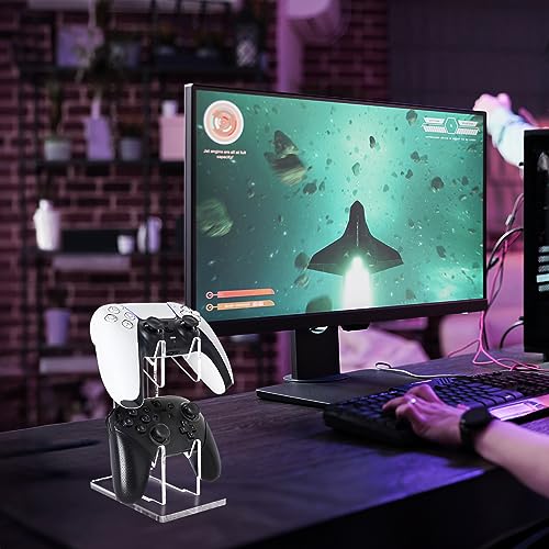 FYY Game Controller Holder 2 Tiers - Universal Dual Controller & Headphone Stand, Acrylic Clear Display Stand Compatible with Nintendo Switch, Xbox, PS5, PS4 - Desk Mounts - color: 2-Tier-Clear