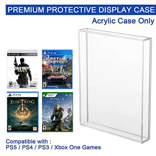 Clear Acrylic Protector Case for PS3 PS4 PS5 Xbox One Game Case | 3mm Thick Dustproof Display Case, Video Game Box Protective Case, Wall Storage Holder, for Retro Game Collector, Pack of 1