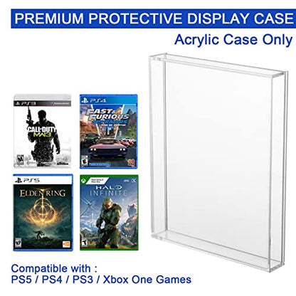 Clear Acrylic Protector Case for PS3 PS4 PS5 Xbox One Game Case | 3mm Thick Dustproof Display Case, Video Game Box Protective Case, Wall Storage Holder, for Retro Game Collector, Pack of 1