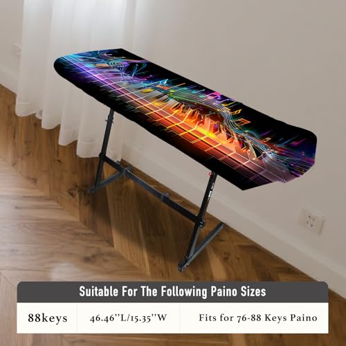 Nuxovilar Stretchy 88 Keys Keyboard Piano Dust Cover, Dust - Proof Elastic Milk Silk with Colorful Sound Wave Visuals for Digital Pianos - color: VC04236-B