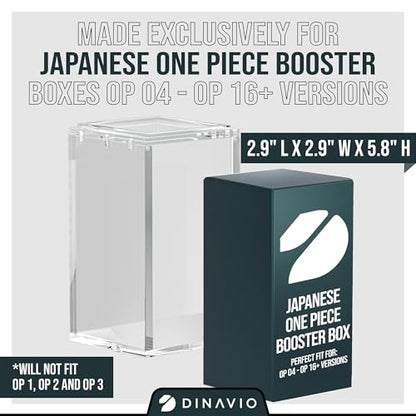 Dinavio Crafthouse Japanese One Piece Booster Box Acrylic Display Case Stackable - UV Protection with N52 Strong Magnets - Compatible with Japanese One Piece OP-04 to OP-16 Booster Box - size: Fits Japanese OP04 to OP16